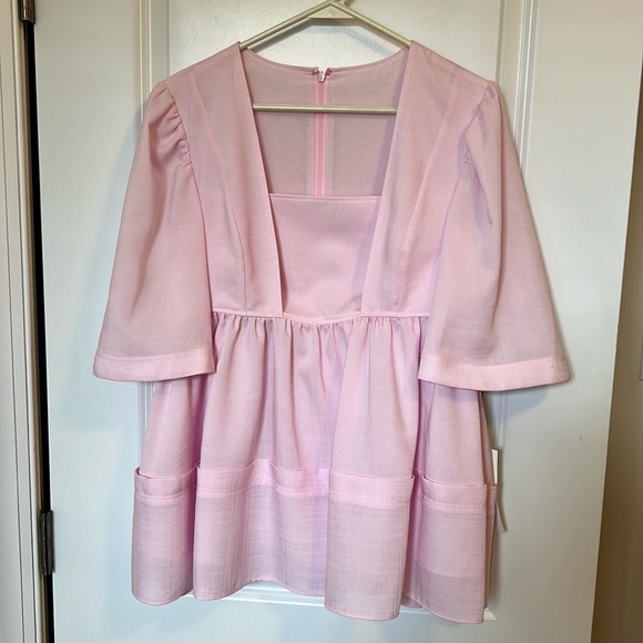 ADEAM Tops - New Women’s Pink Square-Neck Peplum Top